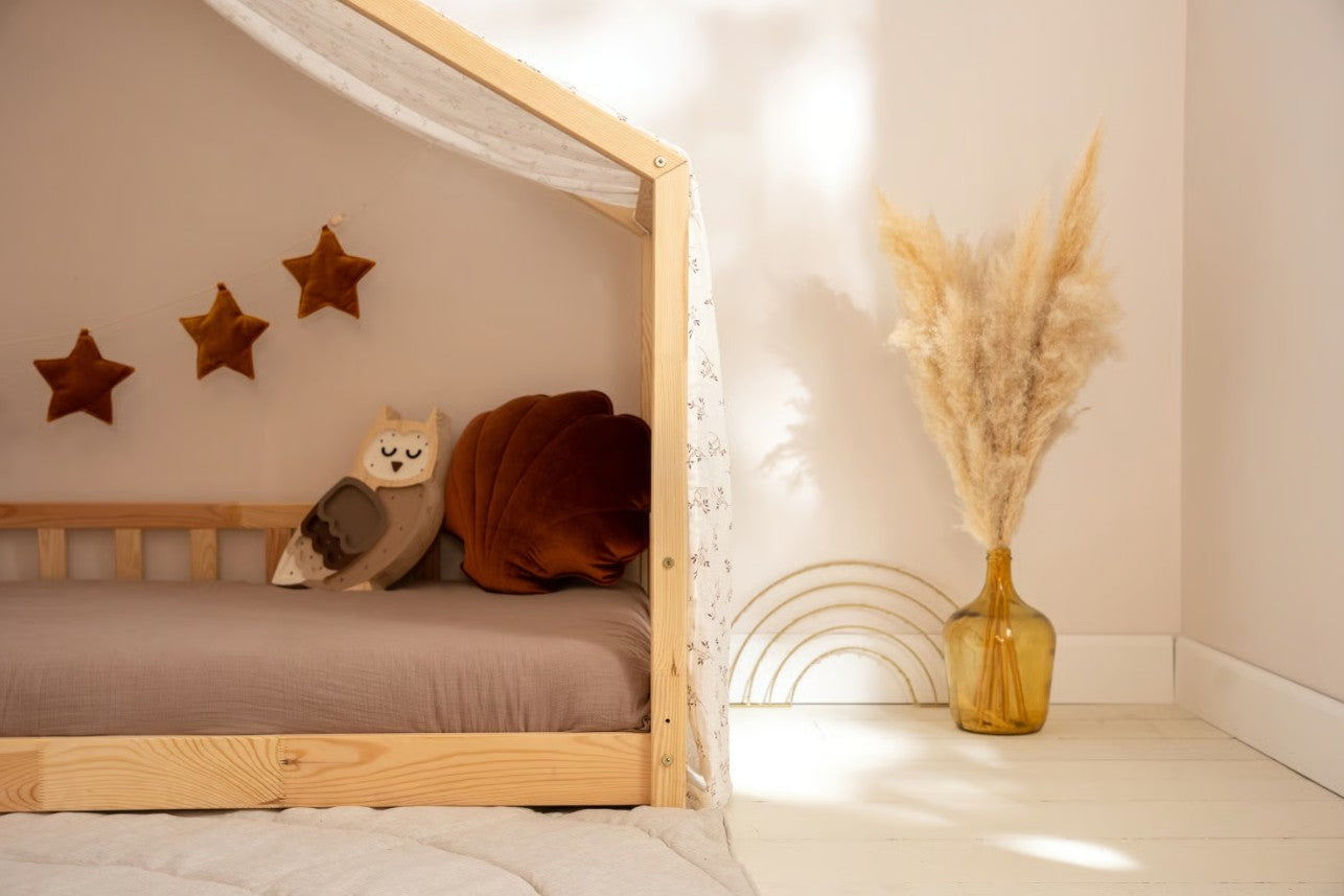 Baldachim do łóżka domek – wzór Kwiat Bawełny – model DK